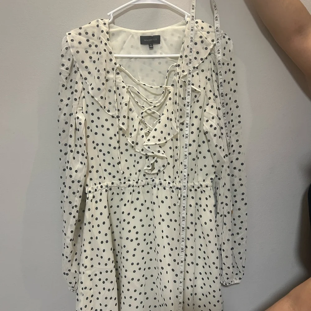 MAJORELLE cream and Black Polka Dot Mini Dress 0205 B-1 - Picture 14 of 15